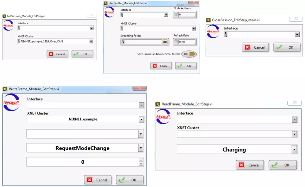 TestStand Edit steps J1939 sequence step types