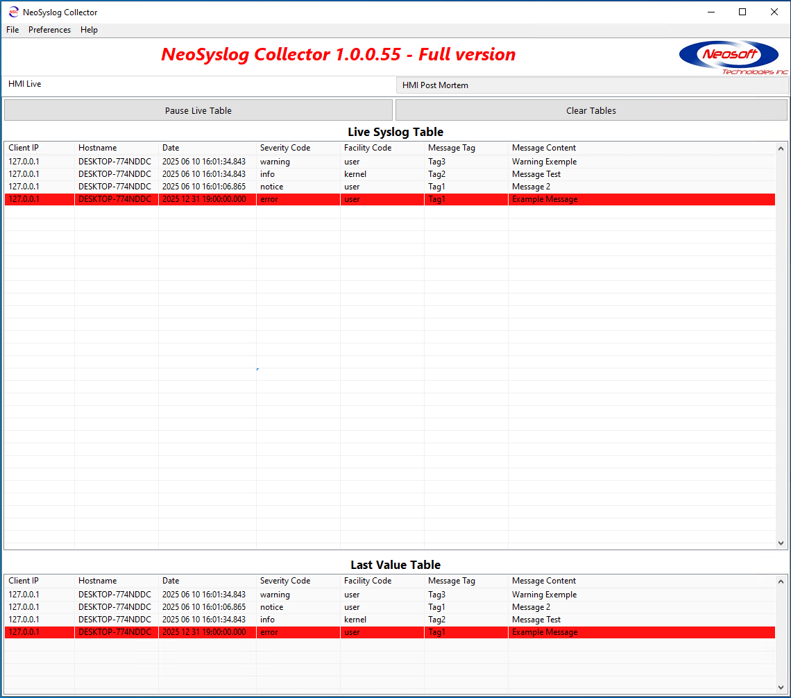 Photo Syslog page principale